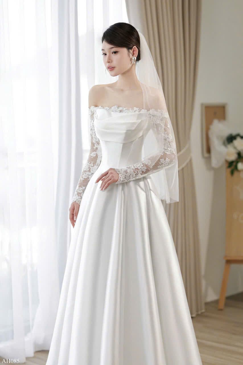 Váy cưới trễ vai bồng nhẹ