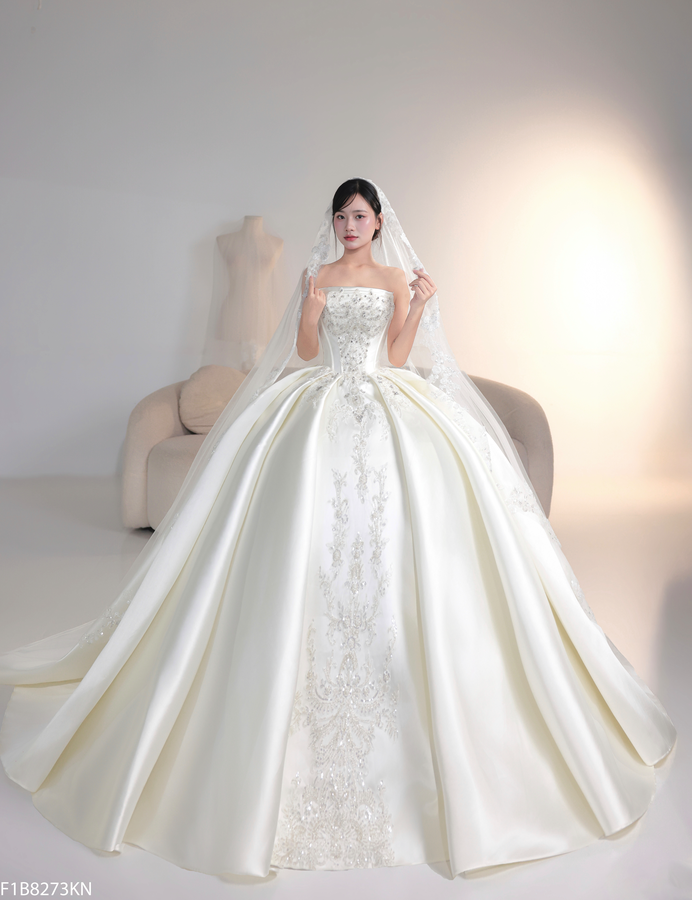 Váy cưới dáng công chúa ánh bạc tại Thuý Ngọc Studio Bảo Lộc