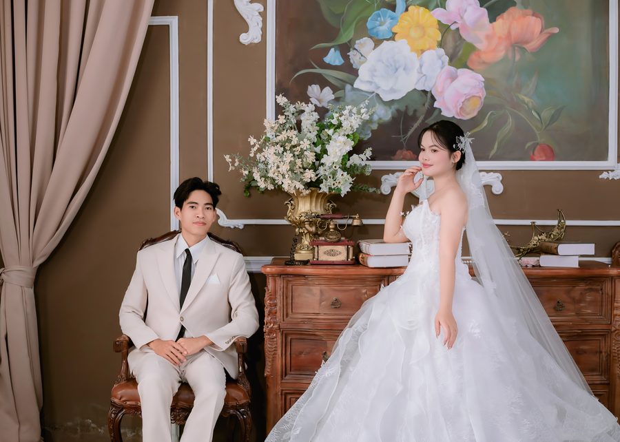 Ảnh cưới trong không gian nội thất thanh lịch